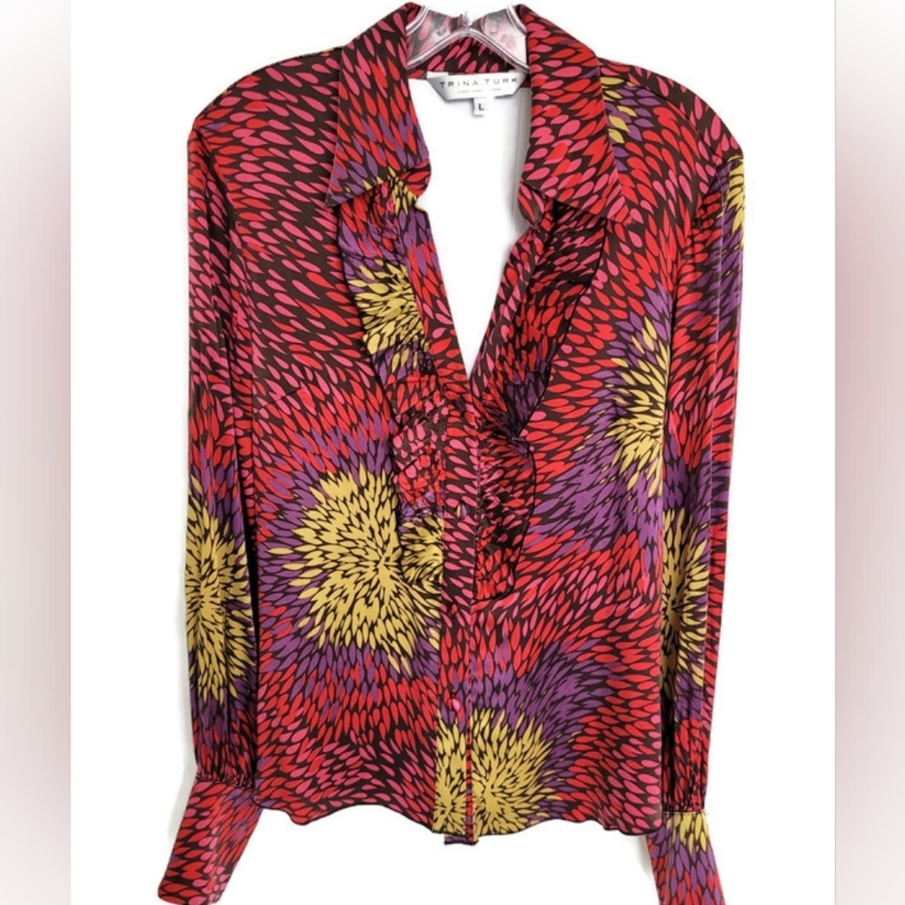 Trina Turk Magenta Patterned Blouse